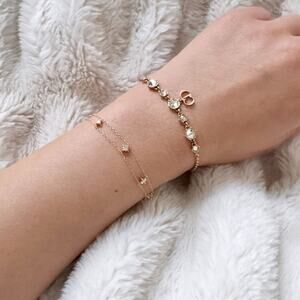 Dior Clair D Lune Crystal Bracelet Gold CD Charm Authentic